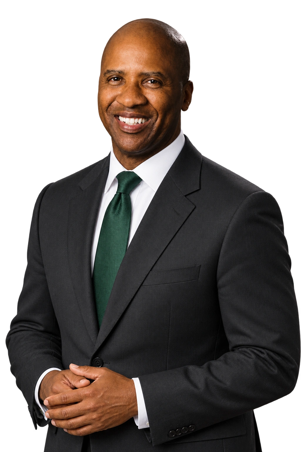 Rutherford Pascal in a tailored charcoal suit